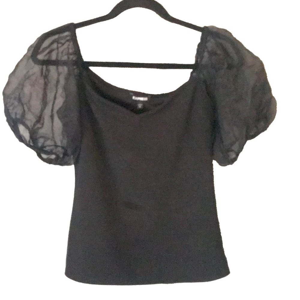 Princess Sleeve Black Sheer Express Top SZ S